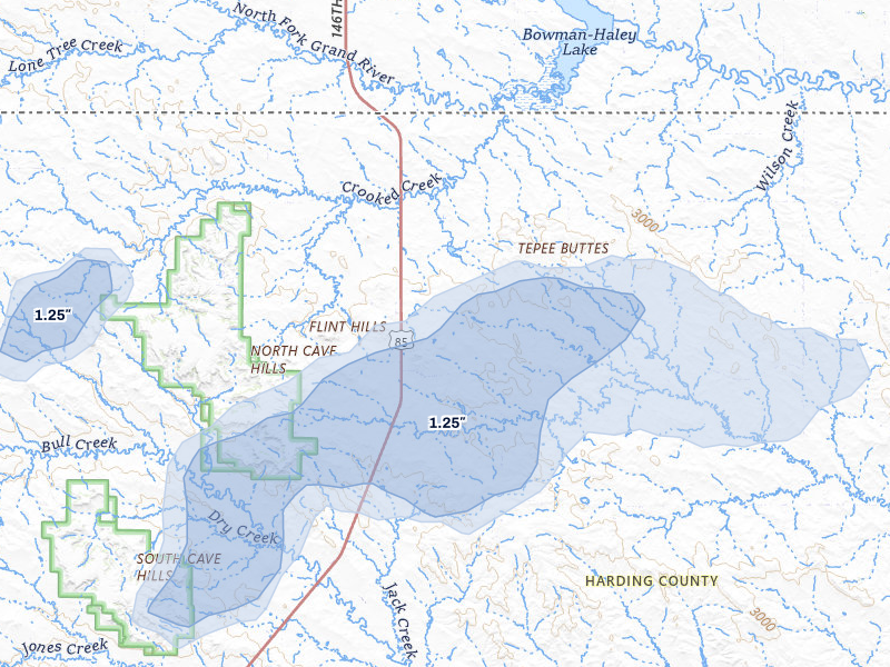 NEXRAD radar-signature map of the hail storm over Ludlow, SD on Jul 30, 2026