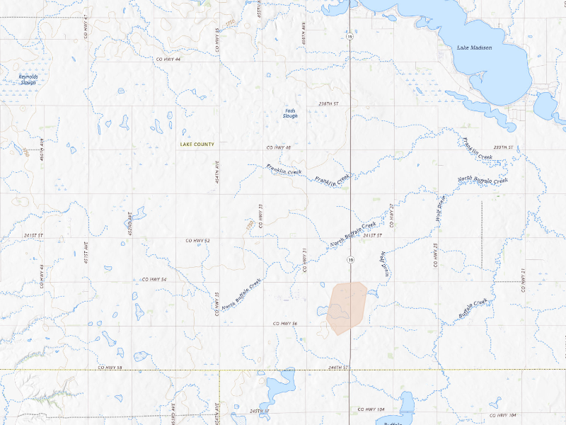 Radar-estimated hail-size map of the storm over Madison, SD