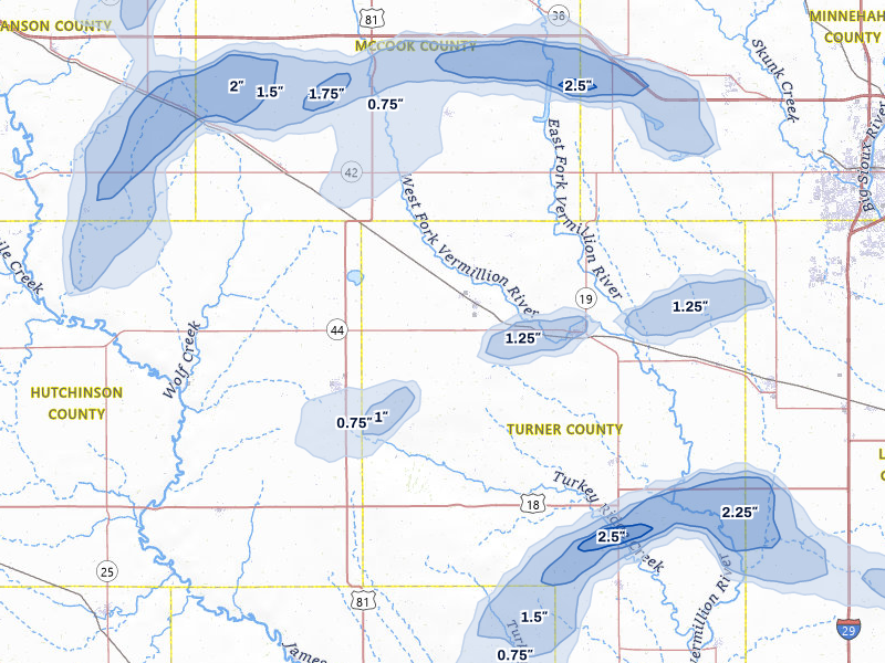 NEXRAD radar-signature map of the hail storm over Marion, SD on May 31, 2026