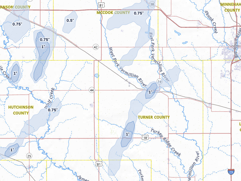 NEXRAD radar-signature map of the hail storm over Marion, SD on Jun 30, 2026