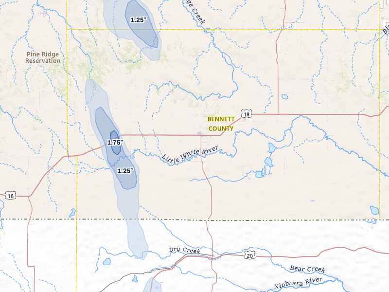 NEXRAD radar-signature map of the hail storm over Martin, SD on May 30, 2026