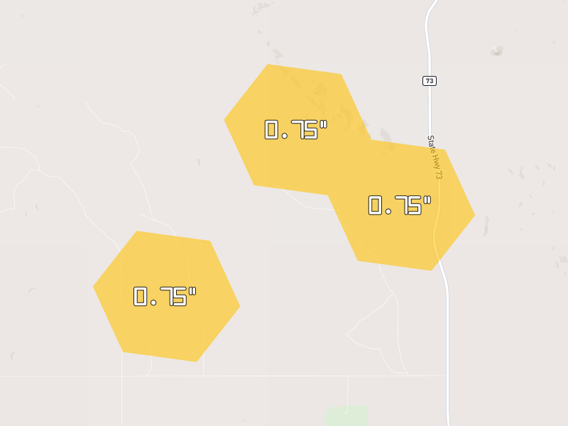 Hail map of Martin, SD on Jun 2, 2026, hail up to 0.75"