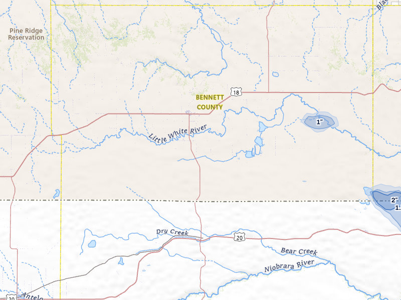 NEXRAD radar-signature map of the hail storm over Martin, SD on Aug 16, 2026