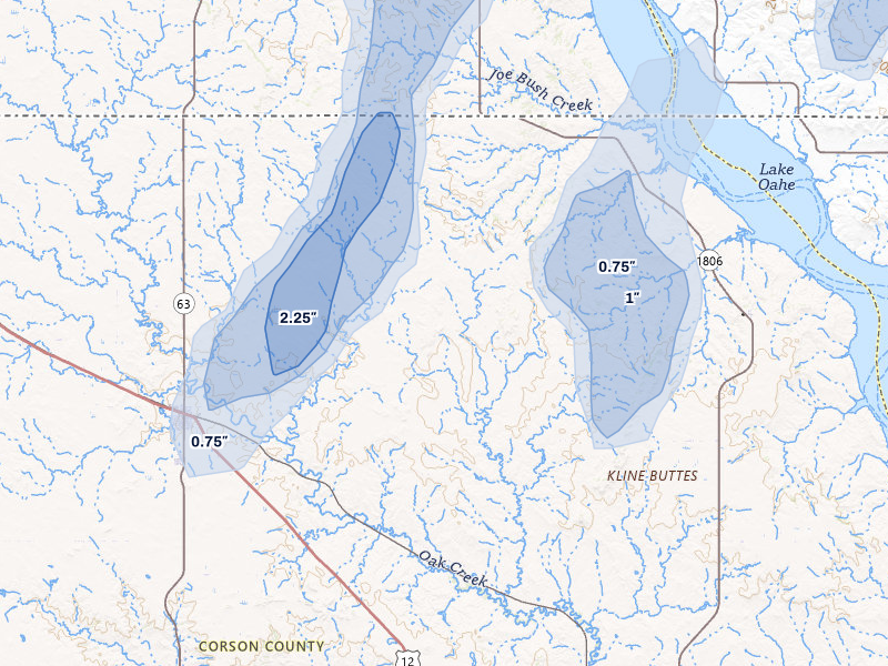 NEXRAD radar-signature map of the hail storm over Mc Laughlin, SD on Jun 27, 2026