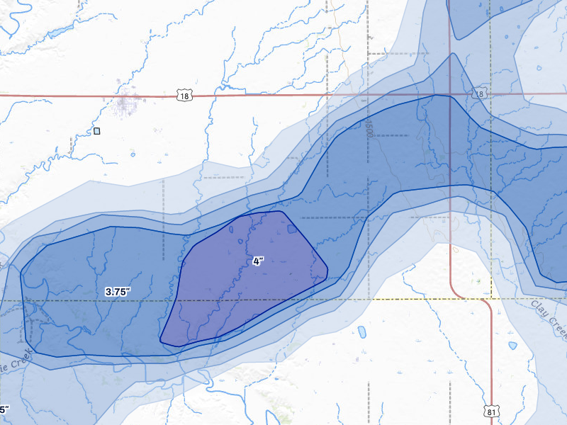 NEXRAD radar-signature map of the hail storm over Menno, SD on May 17, 2026