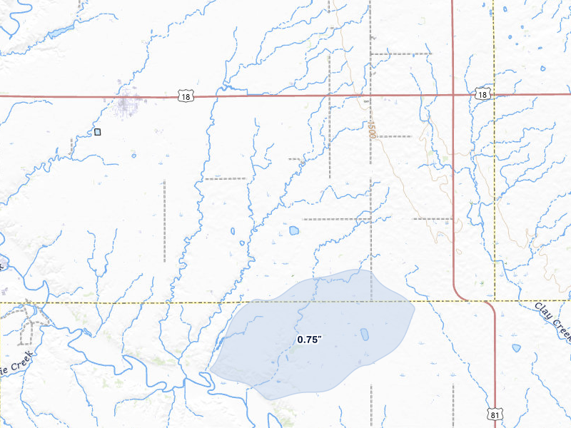 NEXRAD radar-signature map of the hail storm over Menno, SD on Jun 29, 2026