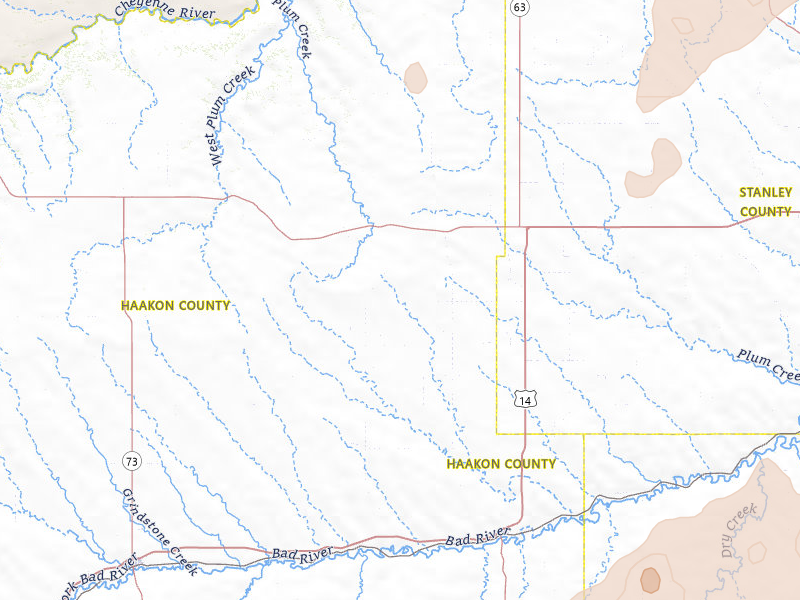 Radar-estimated hail-size map of the storm over Midland, SD on Apr 22, 2026