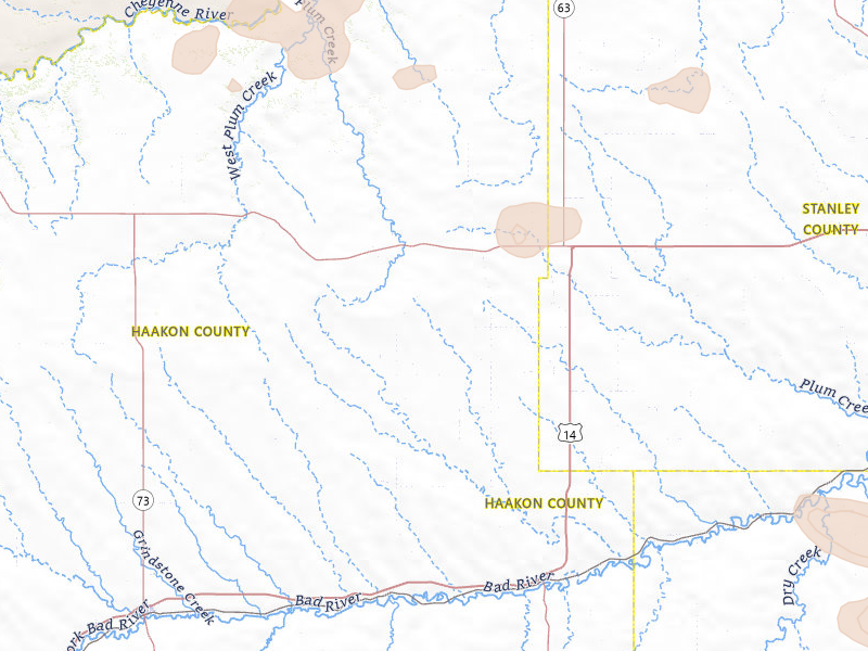 Radar-estimated hail-size map of the storm over Midland, SD on Jul 25, 2026