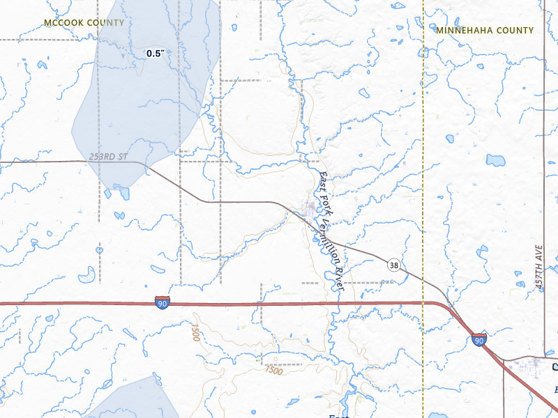 NEXRAD radar-signature map of the hail storm over Montrose, SD on Jun 27, 2026