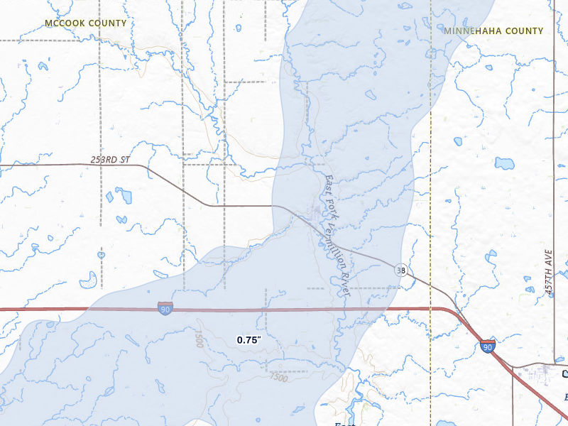 NEXRAD radar-signature map of the hail storm over Montrose, SD on Jun 30, 2026