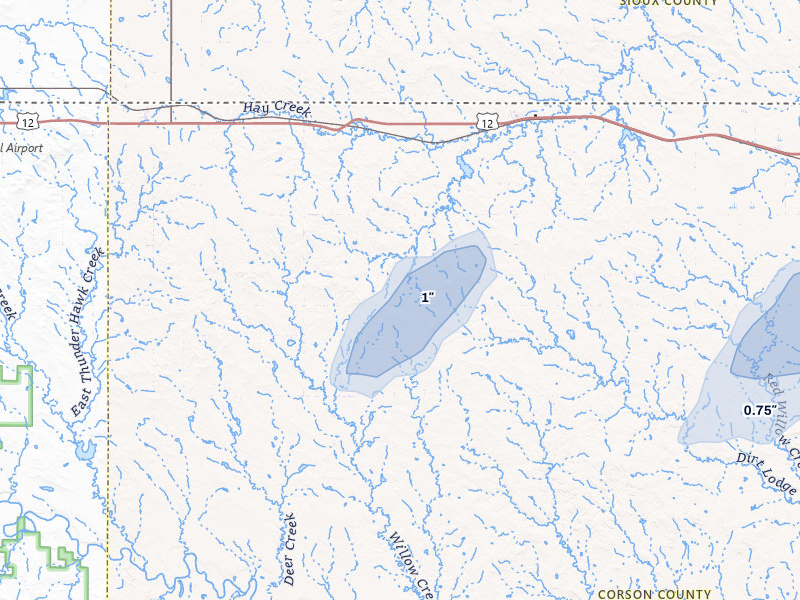 NEXRAD radar-signature map of the hail storm over Morristown, SD on Jun 26, 2026
