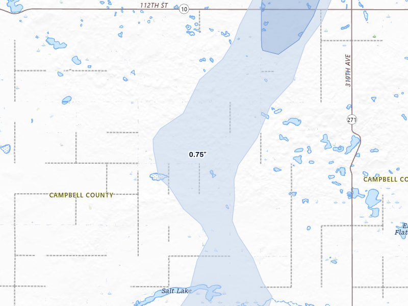 NEXRAD radar-signature map of the hail over Mound City, SD