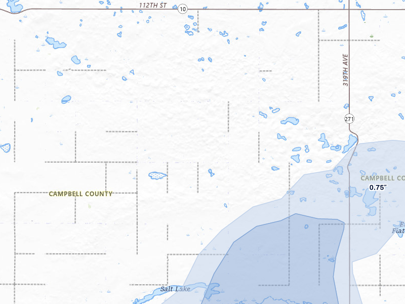 NEXRAD radar-signature map of the hail storm over Mound City, SD on Jul 7, 2026