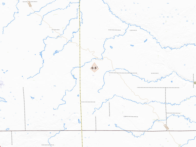 Radar-estimated hail-size map of the storm over Mount Vernon, SD