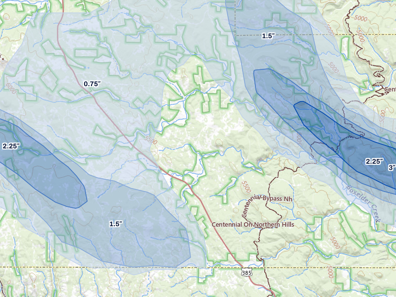 NEXRAD radar-signature map of the hail storm over Nemo, SD on Aug 11, 2026