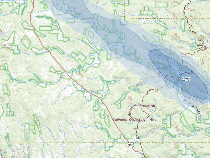 NEXRAD radar-signature map of the hail storm over Nemo, SD on Aug 16, 2026