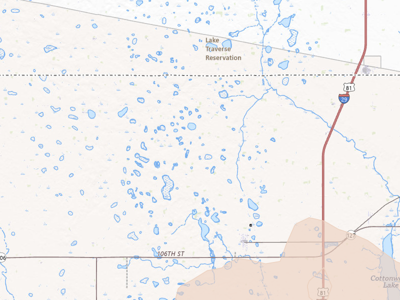 Radar-estimated hail-size map of the storm over New Effington, SD on Jun 3, 2026