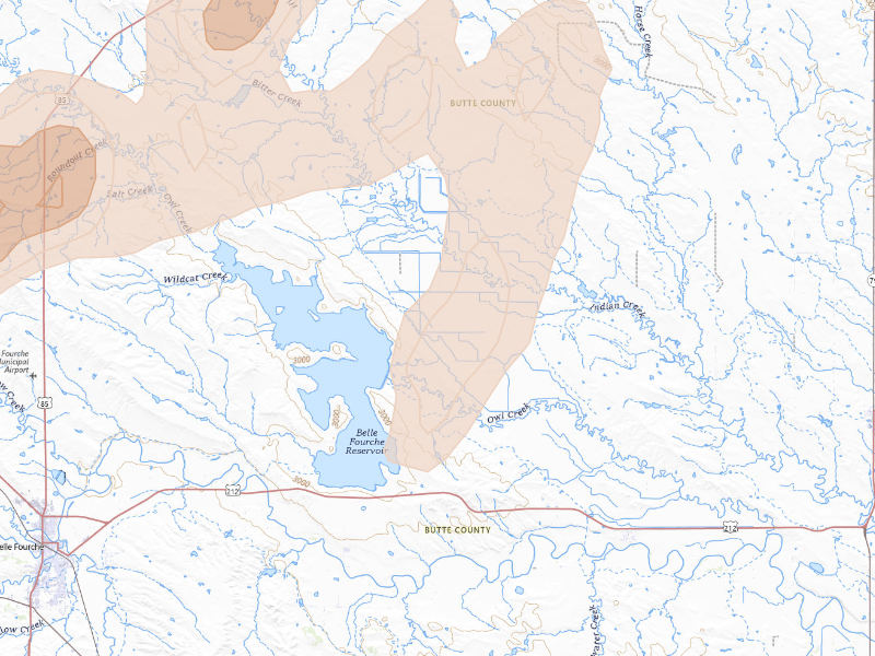 Radar-estimated hail-size map of the storm over Nisland, SD
