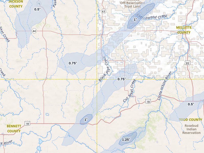 NEXRAD radar-signature map of the hail storm over Norris, SD on Apr 22, 2026