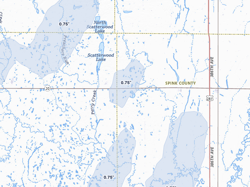 NEXRAD radar-signature map of the hail storm over Northville, SD on Apr 22, 2026