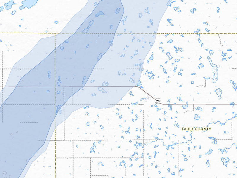 NEXRAD radar-signature map of the hail storm over Onaka, SD on Apr 22, 2026