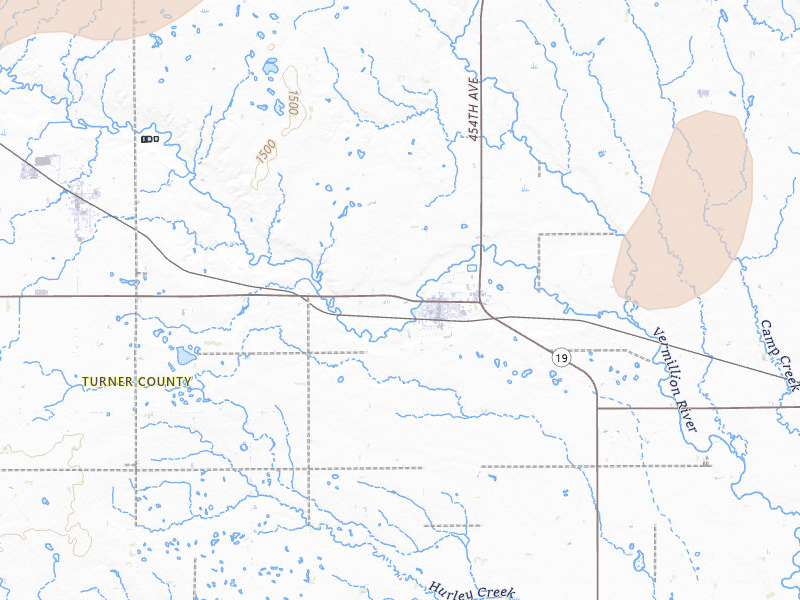 Radar-estimated hail-size map of the storm over Parker, SD on Jul 2, 2026