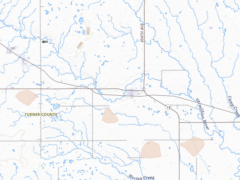 Radar-estimated hail-size map of the storm over Parker, SD on Sep 4, 2026