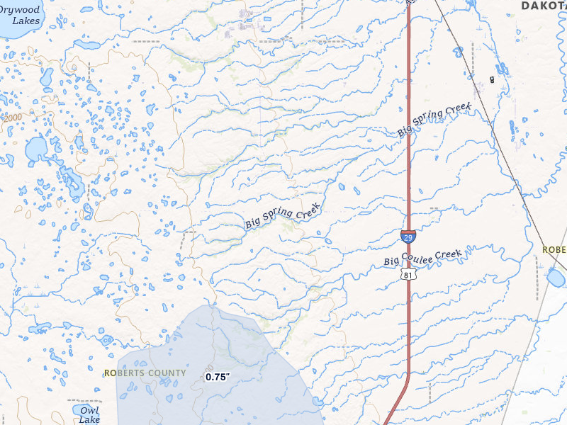 NEXRAD radar-signature map of the hail over Peever, SD