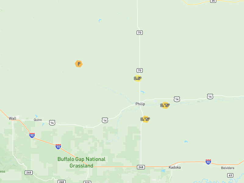 Hail map of Philip, SD on Jun 27, 2026, hail up to 1"