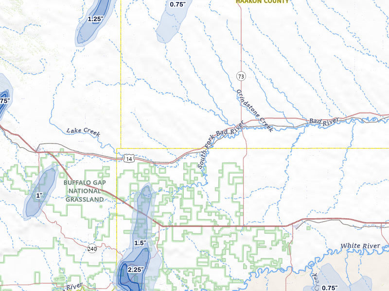 NEXRAD radar-signature map of the hail storm over Philip, SD on Jun 28, 2026