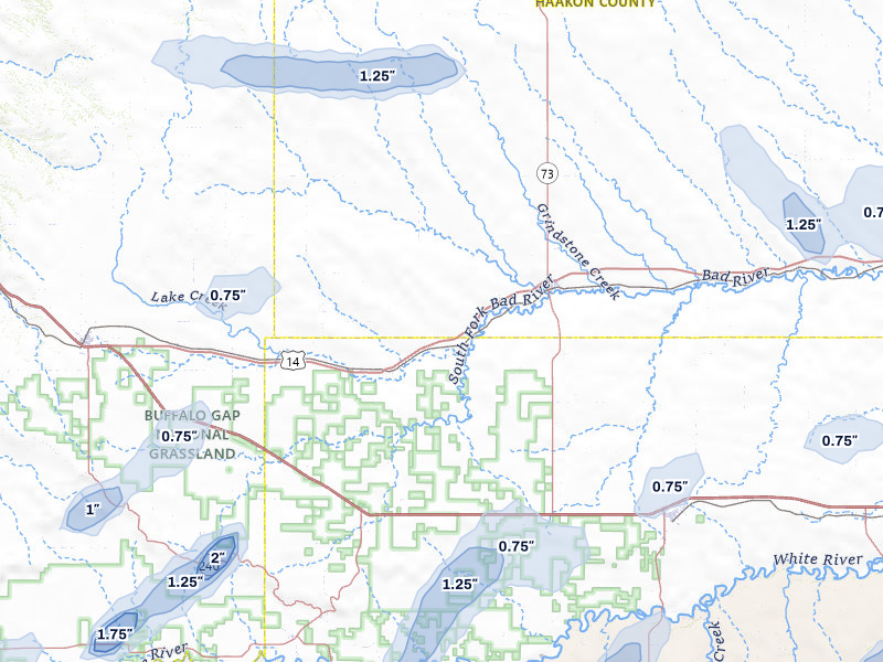 NEXRAD radar-signature map of the hail storm over Philip, SD on Jul 29, 2026