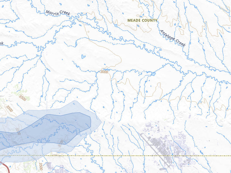 NEXRAD radar-signature map of the hail storm over Piedmont, SD on Jul 1, 2026