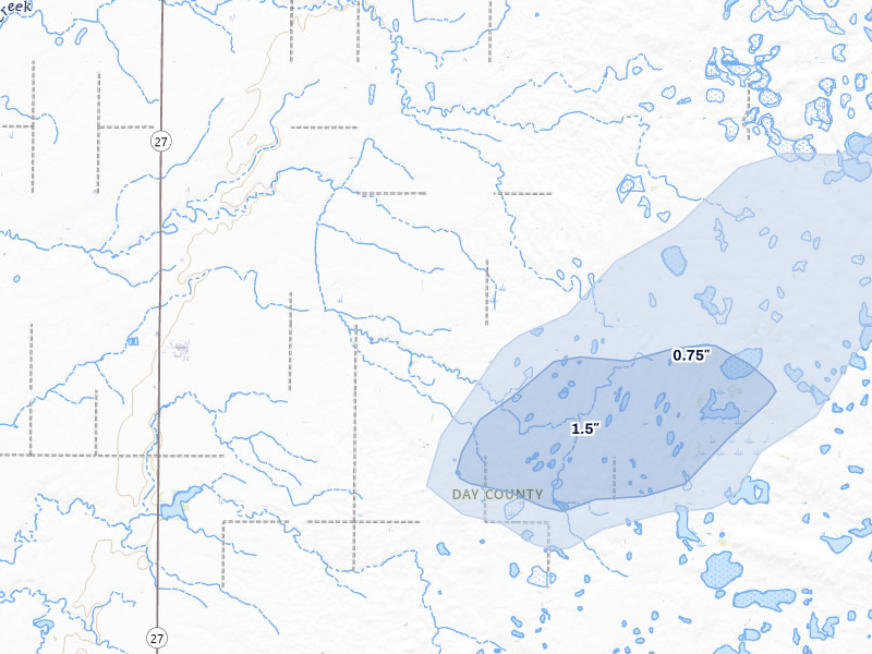 NEXRAD radar-signature map of the hail storm over Pierpont, SD on Jun 27, 2026