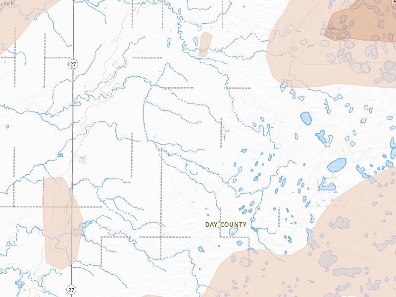 Radar-estimated hail-size map of the storm over Pierpont, SD on Jul 7, 2026