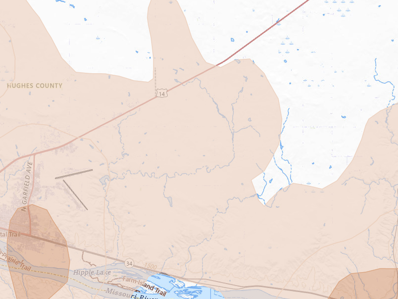 Radar-estimated hail-size map of the storm over Pierre, SD on Jun 9, 2026