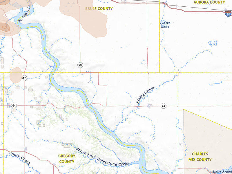 Radar-estimated hail-size map of the storm over Platte, SD on Jun 4, 2026