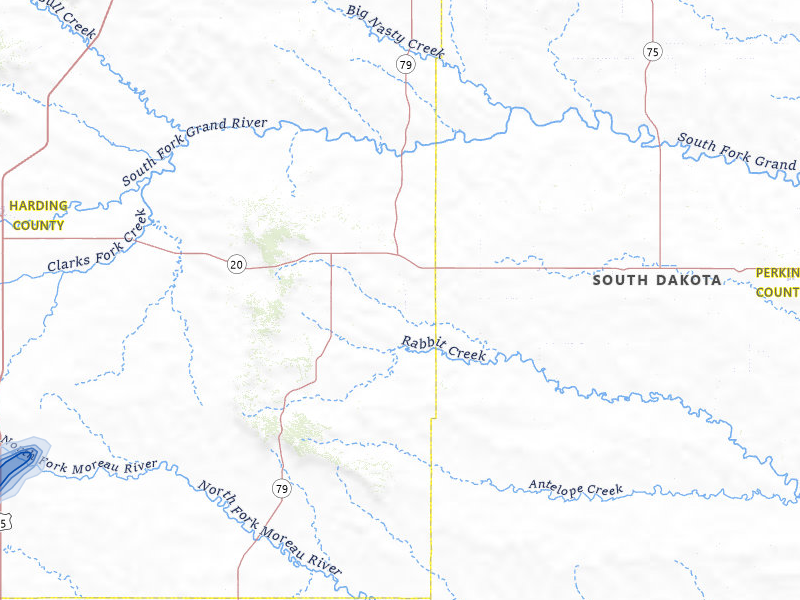 NEXRAD radar-signature map of the hail storm over Prairie City, SD on Jun 7, 2026