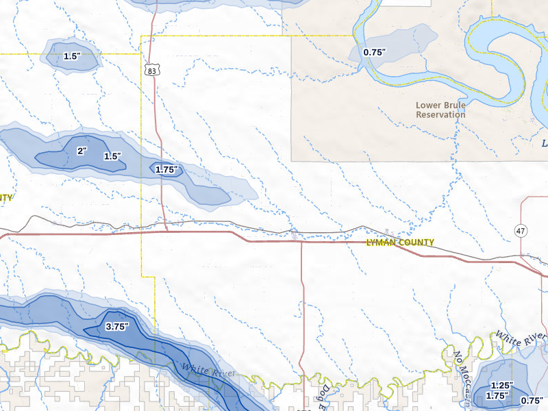 NEXRAD radar-signature map of the hail storm over Presho, SD on Jun 3, 2026