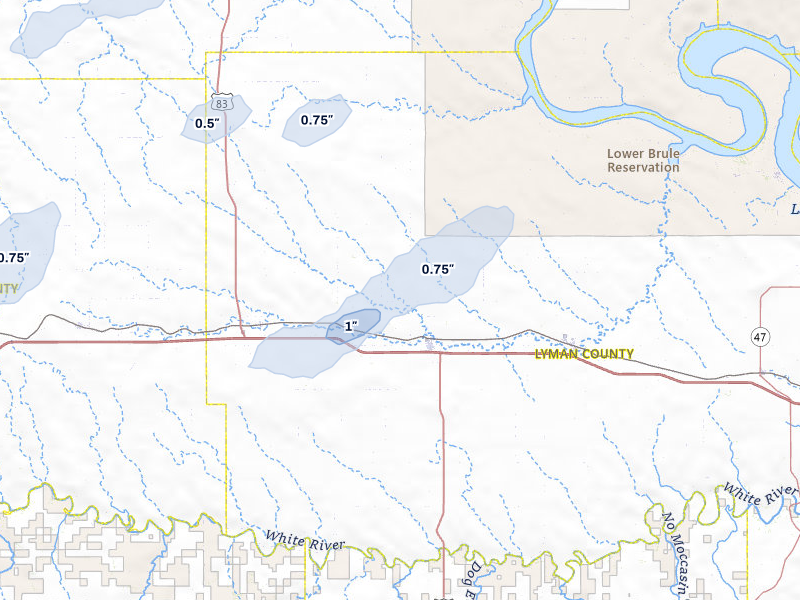 NEXRAD radar-signature map of the hail storm over Presho, SD on Jun 27, 2026
