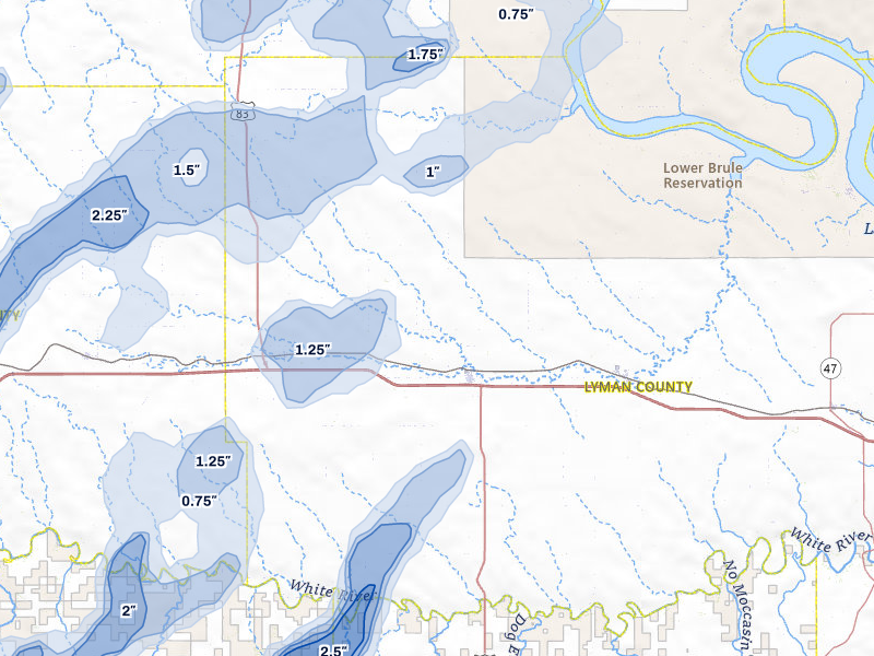 NEXRAD radar-signature map of the hail storm over Presho, SD on Jun 28, 2026