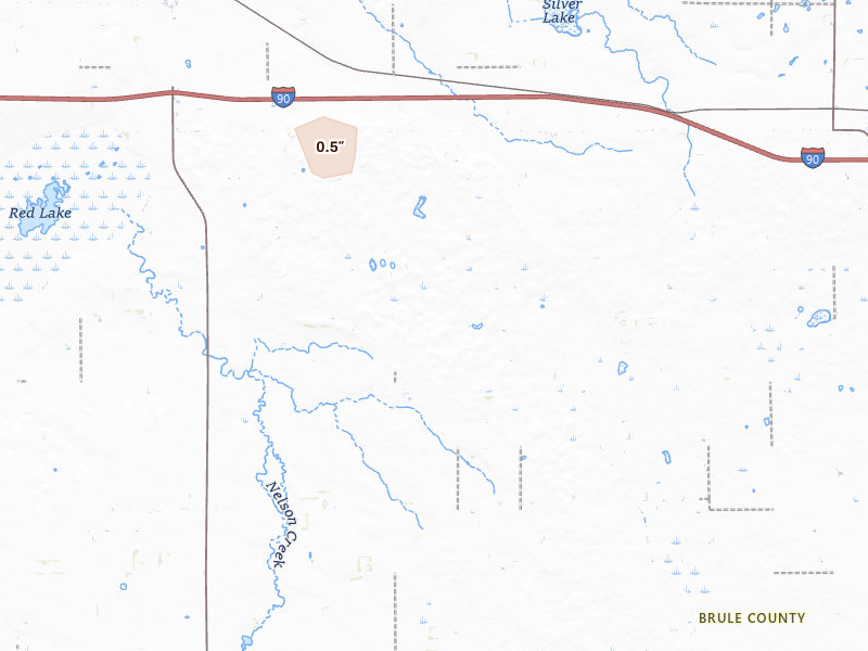 Radar-estimated hail-size map of the storm over Pukwana, SD on Aug 17, 2026