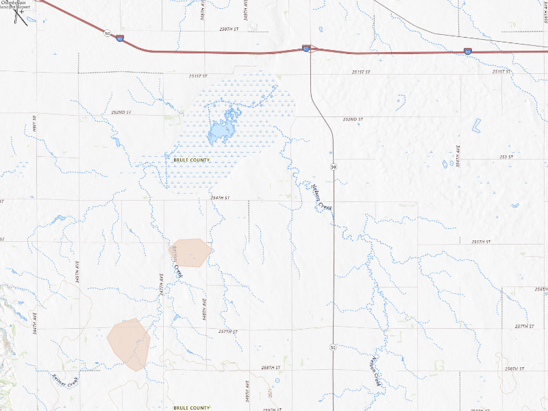 Radar-estimated hail-size map of the storm over Pukwana, SD on Sep 13, 2026