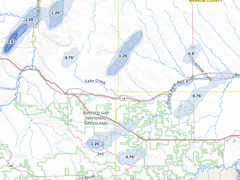NEXRAD radar-signature map of the hail storm over Quinn, SD on Jun 26, 2026