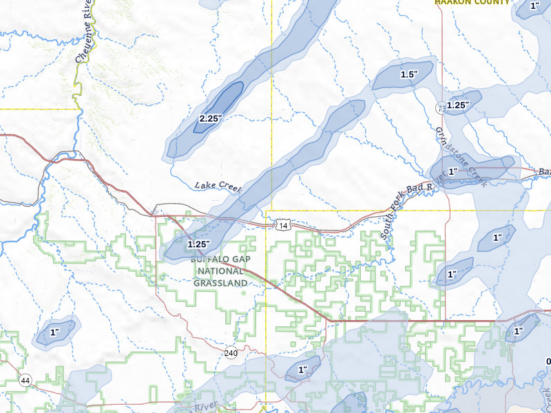 NEXRAD radar-signature map of the hail storm over Quinn, SD on Jun 27, 2026