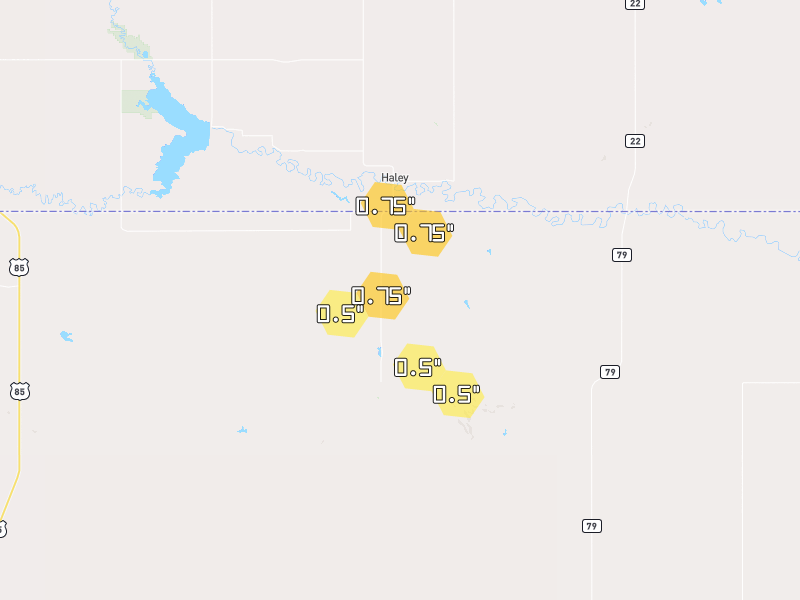 Hail map of Ralph, SD on Jun 2, 2026, hail up to 0.75"