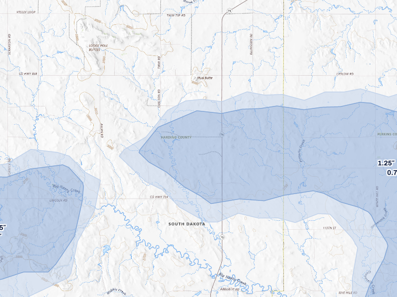 NEXRAD radar-signature map of the hail storm over Ralph, SD on Sep 23, 2026