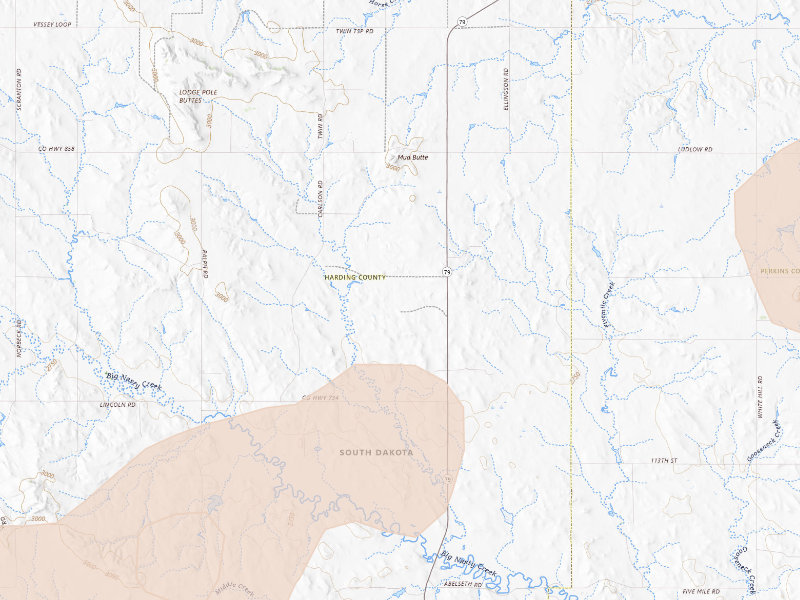 Radar-estimated hail-size map of the storm over Ralph, SD on Sep 27, 2026