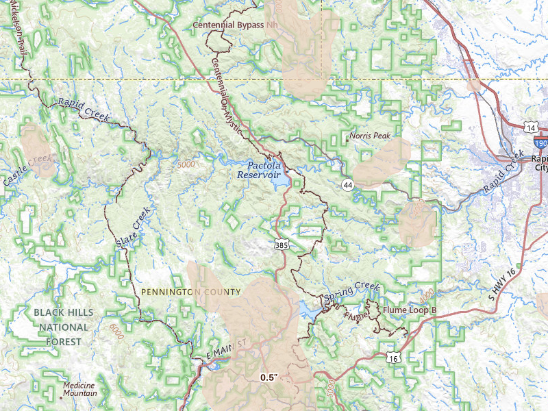 Radar-estimated hail-size map of the storm over Rapid City, SD on May 30, 2026
