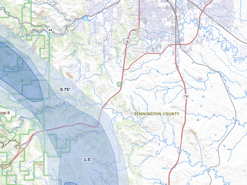 NEXRAD radar-signature map of the hail storm over Rapid City, SD on Aug 23, 2026