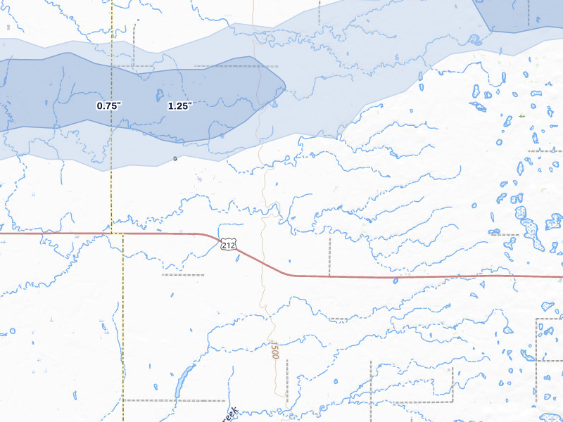 NEXRAD radar-signature map of the hail storm over Raymond, SD on Jun 27, 2026